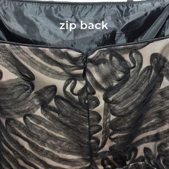 Plus Size 20W R&M Richards Black Mesh Over Nude Cocktail Party Full Skirt Dress - Picture 6 of 16